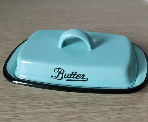 Retro Nostalgic Enamel With Lid Butter Box