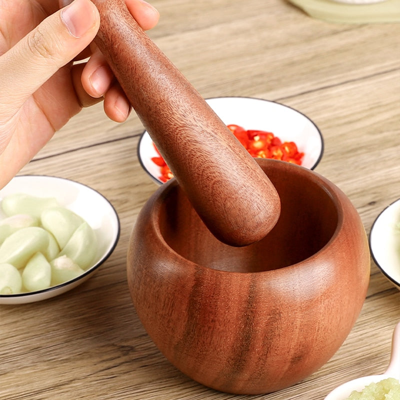 Bamboo Wood Mortar and Pestle Set