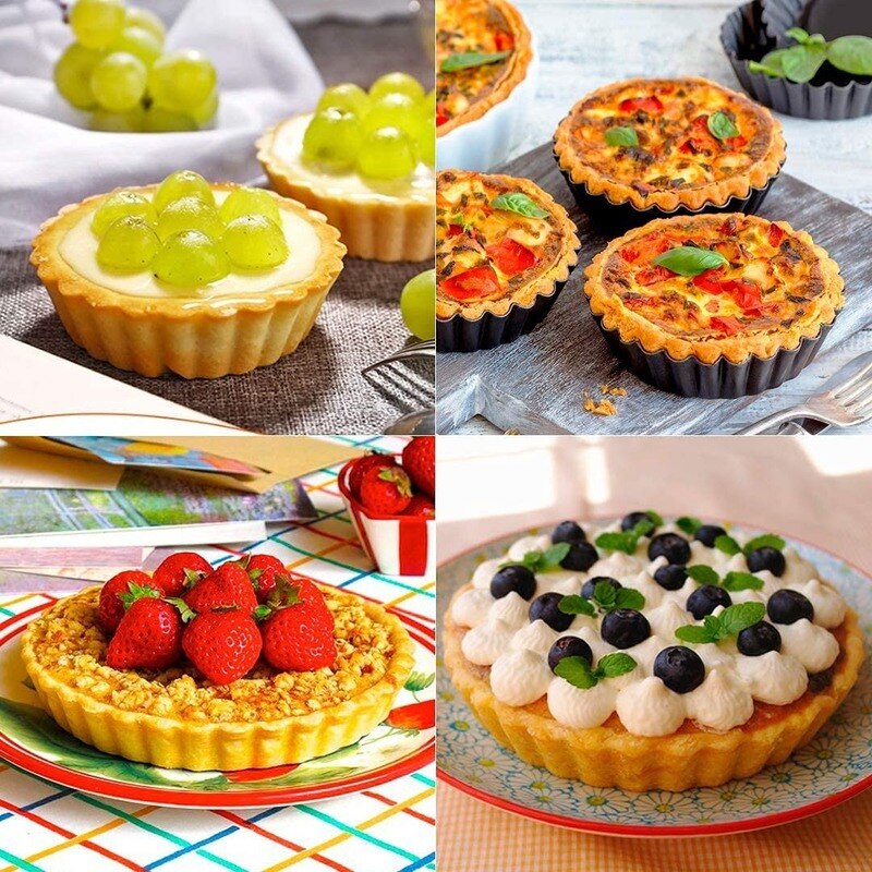 6 Piece Tart Pan with Detachable Bottom