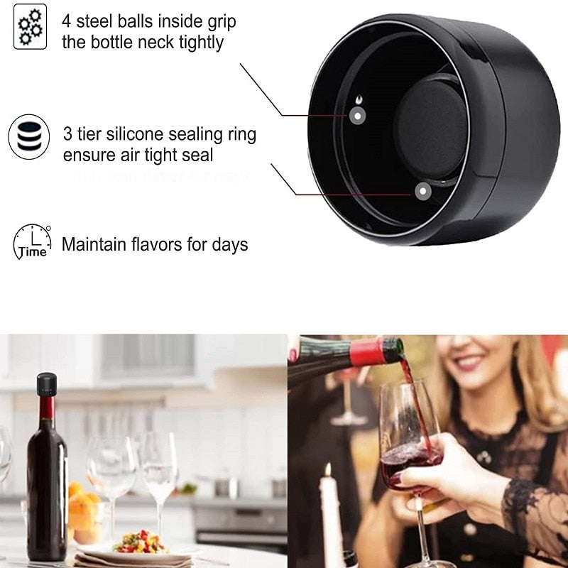 Vacuum Wine Stoppers Reusable & Wine Bottle Stoppers Champagne Sealer Cap Set Leak-proof