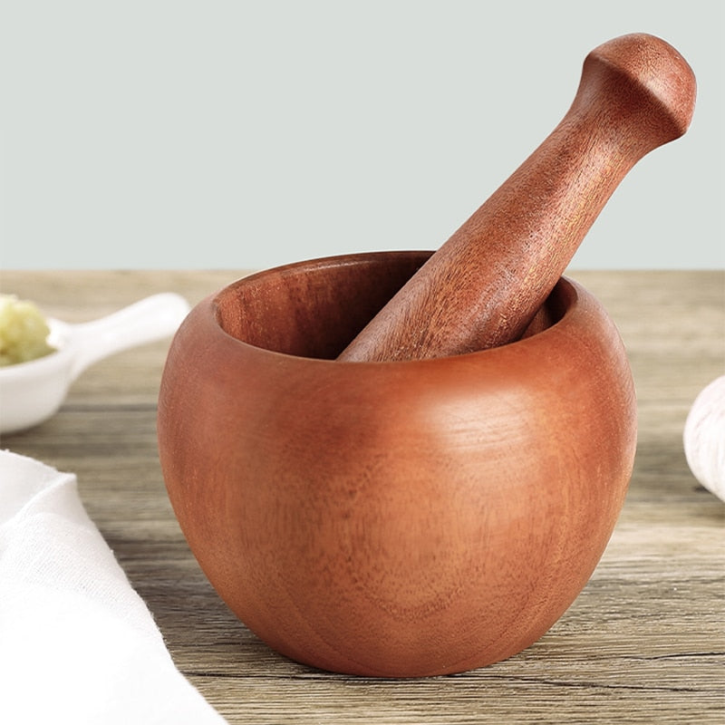 Bamboo Wood Mortar and Pestle Set