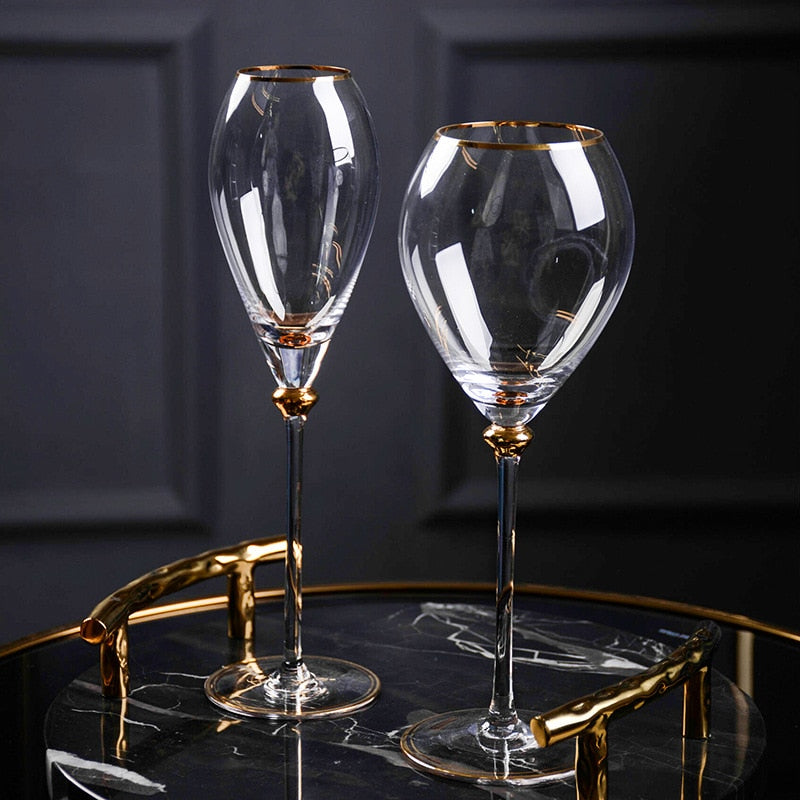 Retro Crystal Champagne and Wine Glasses