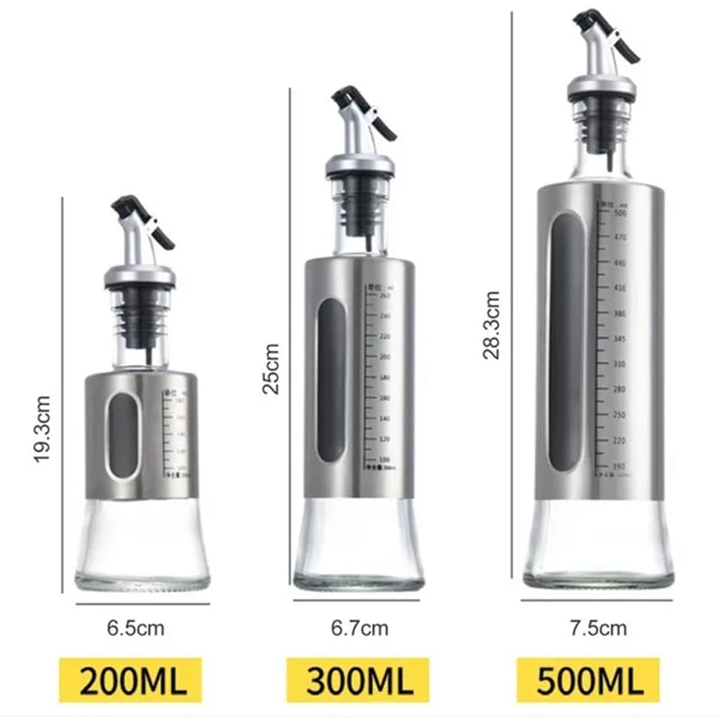 Glass Oil Bottle Dispenser with Scale Multifunctional