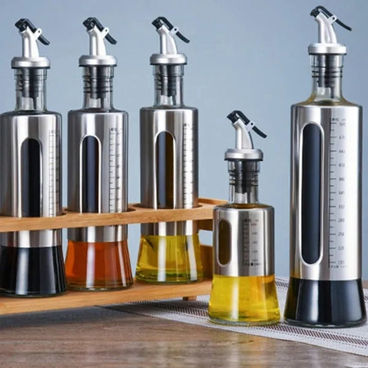 Glass Oil Bottle Dispenser with Scale Multifunctional