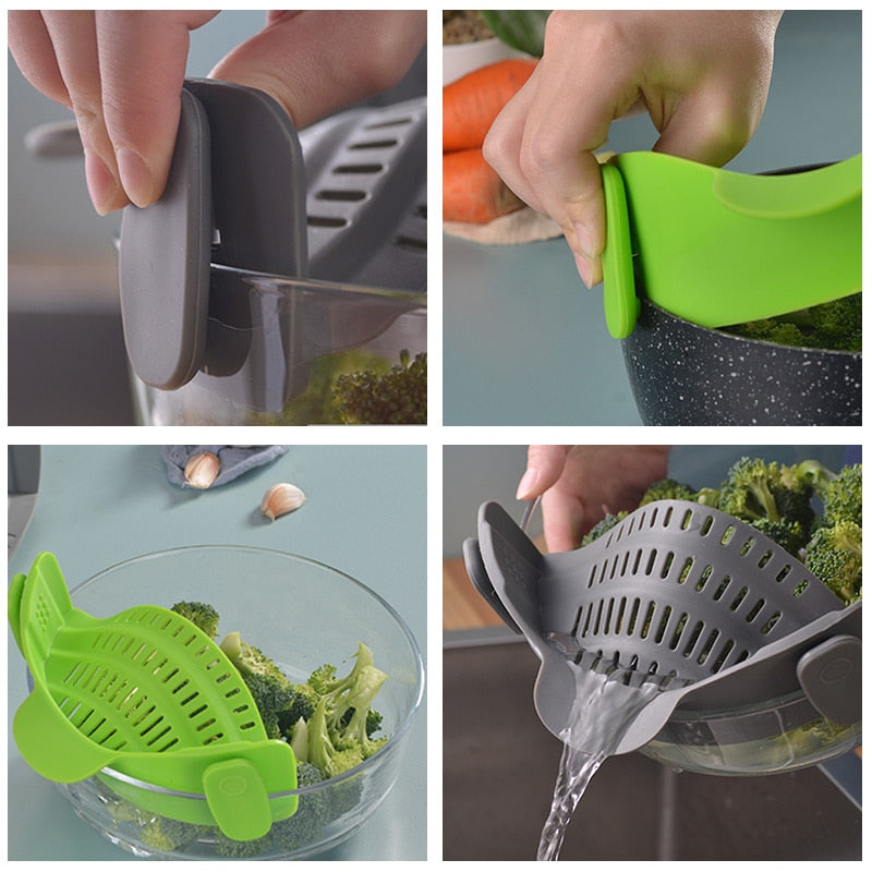 Silicone Kitchen Strainer Clip Pan Drain